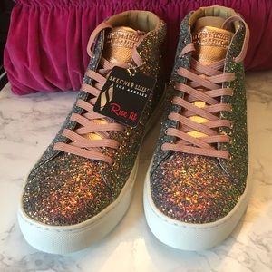 Sketchers Glitter Sneakers Rose Gold Multi 9.5